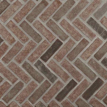 MSI Noble Red Clay Brick 125  W x 255  L Tumbled herringbone Mosaic Sheet Floor AndWall Tile 5PK ZOR-MD-0537